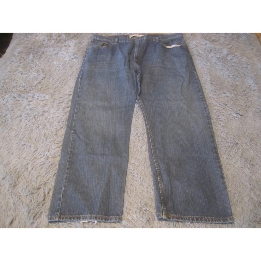Levis 559 Jeans Mens 44x30 Blue Relaxed Straight Denim Medium Distressed Cuffs